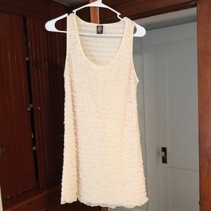 Free People Cream Shimmer Ruffle Dress